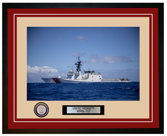USCGC MIDGETT WMSL 757 Framed Coast Guard Ship Photo Burgundy 242WMSL757