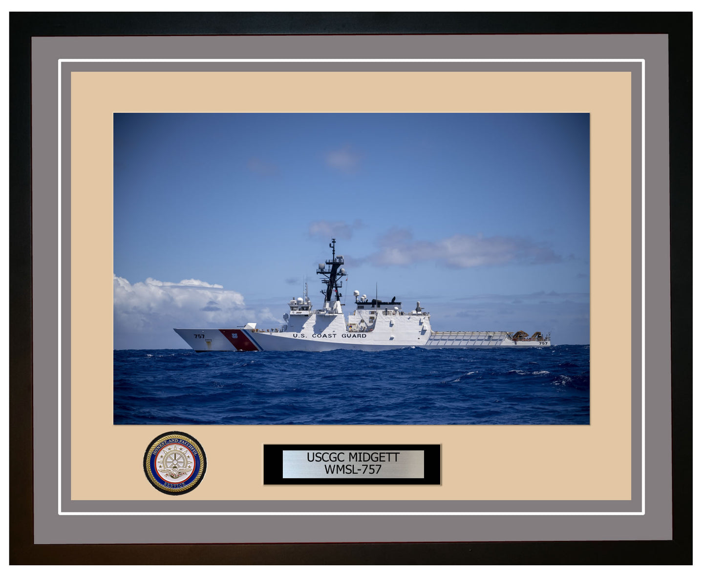 USCGC MIDGETT WMSL 757 Framed Coast Guard Ship Photo Grey 242WMSL757