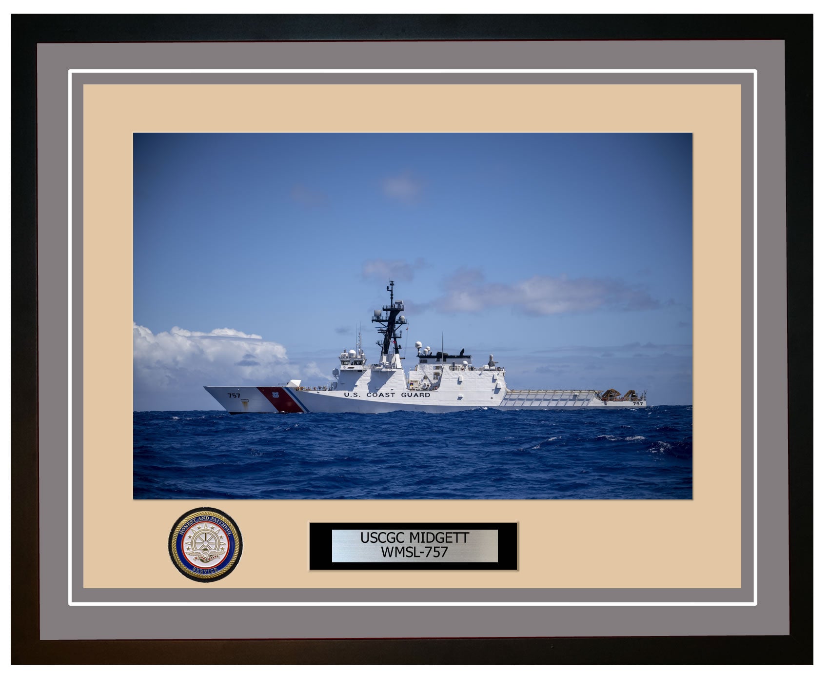 USCGC MIDGETT WMSL 757 Framed Coast Guard Ship Photo Grey 242WMSL757