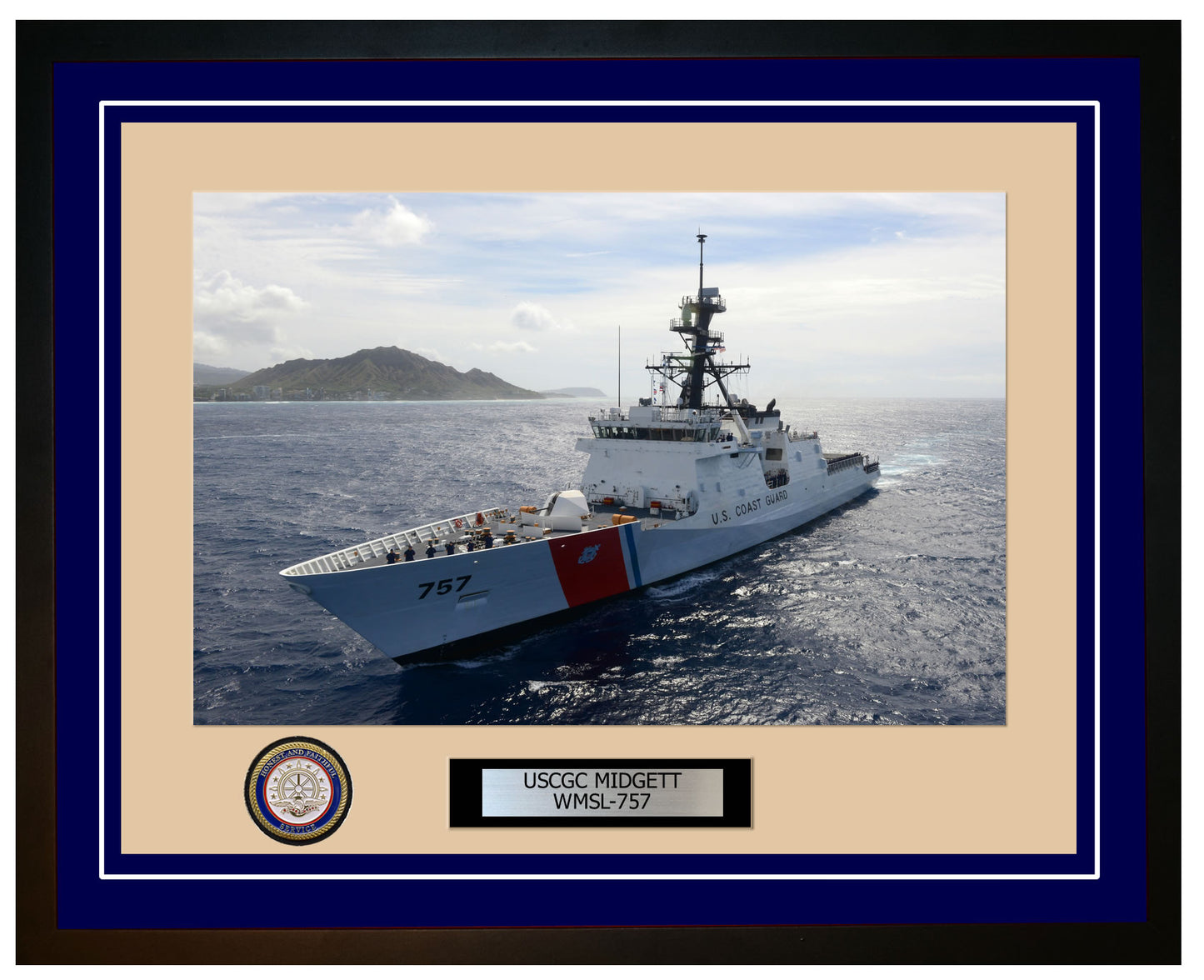 USCGC MIDGETT WMSL 757 Framed Coast Guard Ship Photo Blue 243WMSL757