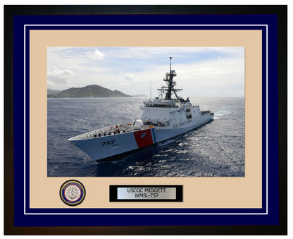USCGC MIDGETT WMSL 757 Framed Coast Guard Ship Photo Blue 243WMSL757