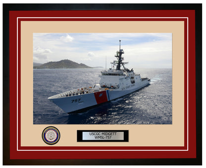 USCGC MIDGETT WMSL 757 Framed Coast Guard Ship Photo Burgundy 243WMSL757