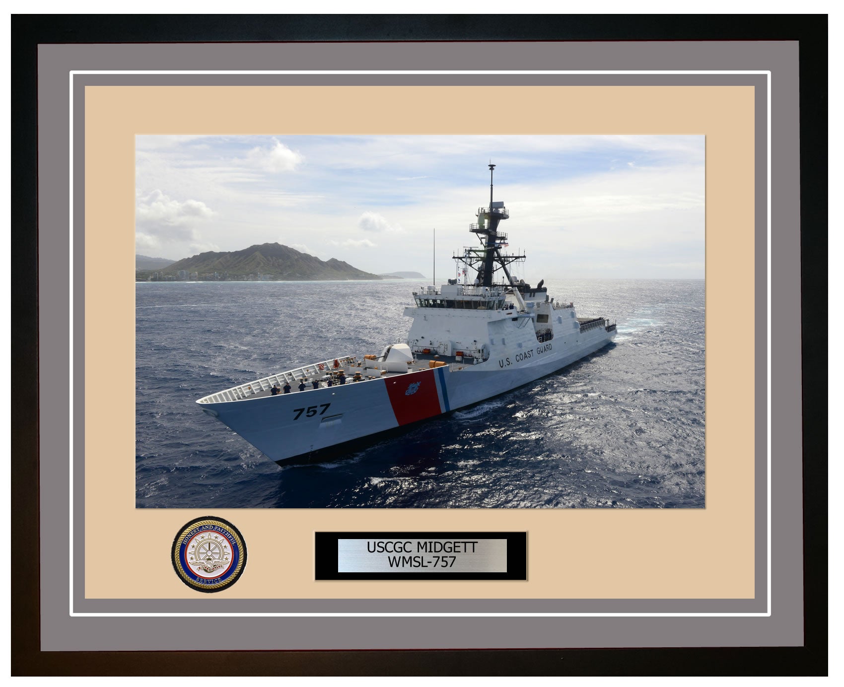 USCGC MIDGETT WMSL 757 Framed Coast Guard Ship Photo Grey 243WMSL757