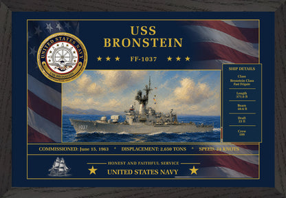 USS Bronstein FF-1037 Framed Patriotic Art