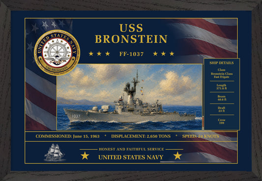 USS Bronstein FF-1037 Framed Patriotic Art