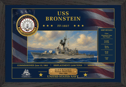 USS Bronstein FF-1037 Framed Patriotic Art