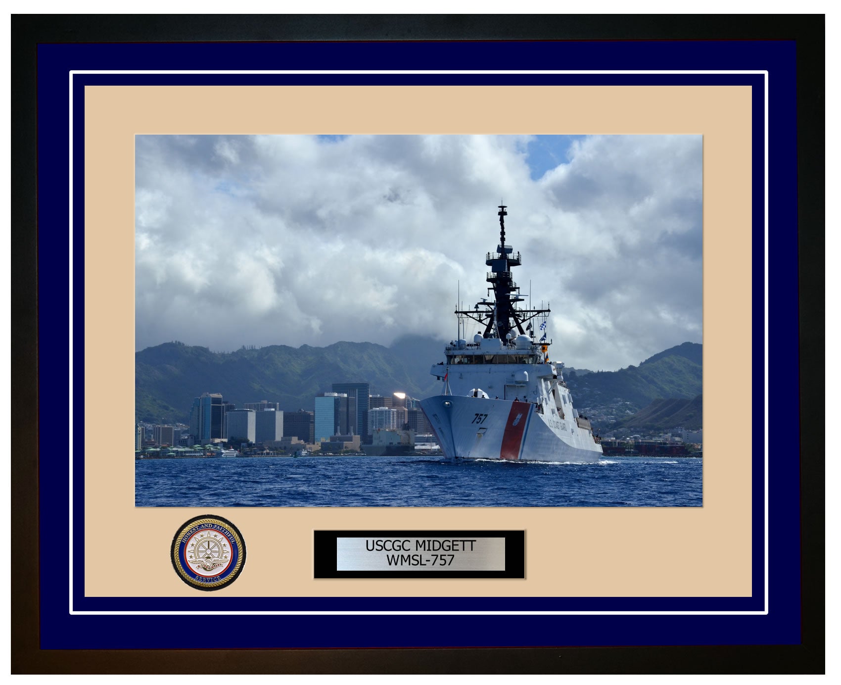 USCGC MIDGETT WMSL 757 Framed Coast Guard Ship Photo Blue 244WMSL757