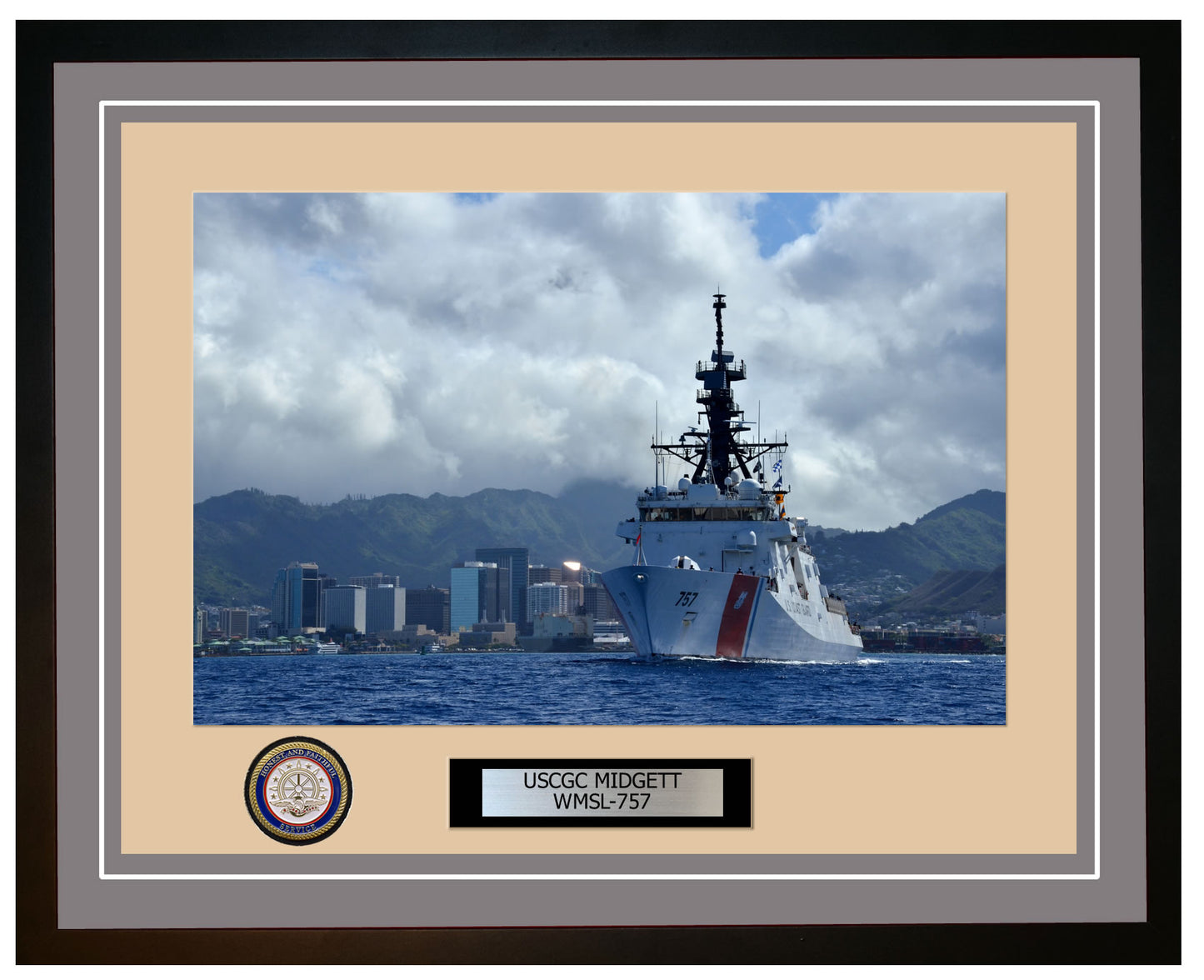USCGC MIDGETT WMSL 757 Framed Coast Guard Ship Photo Grey 244WMSL757