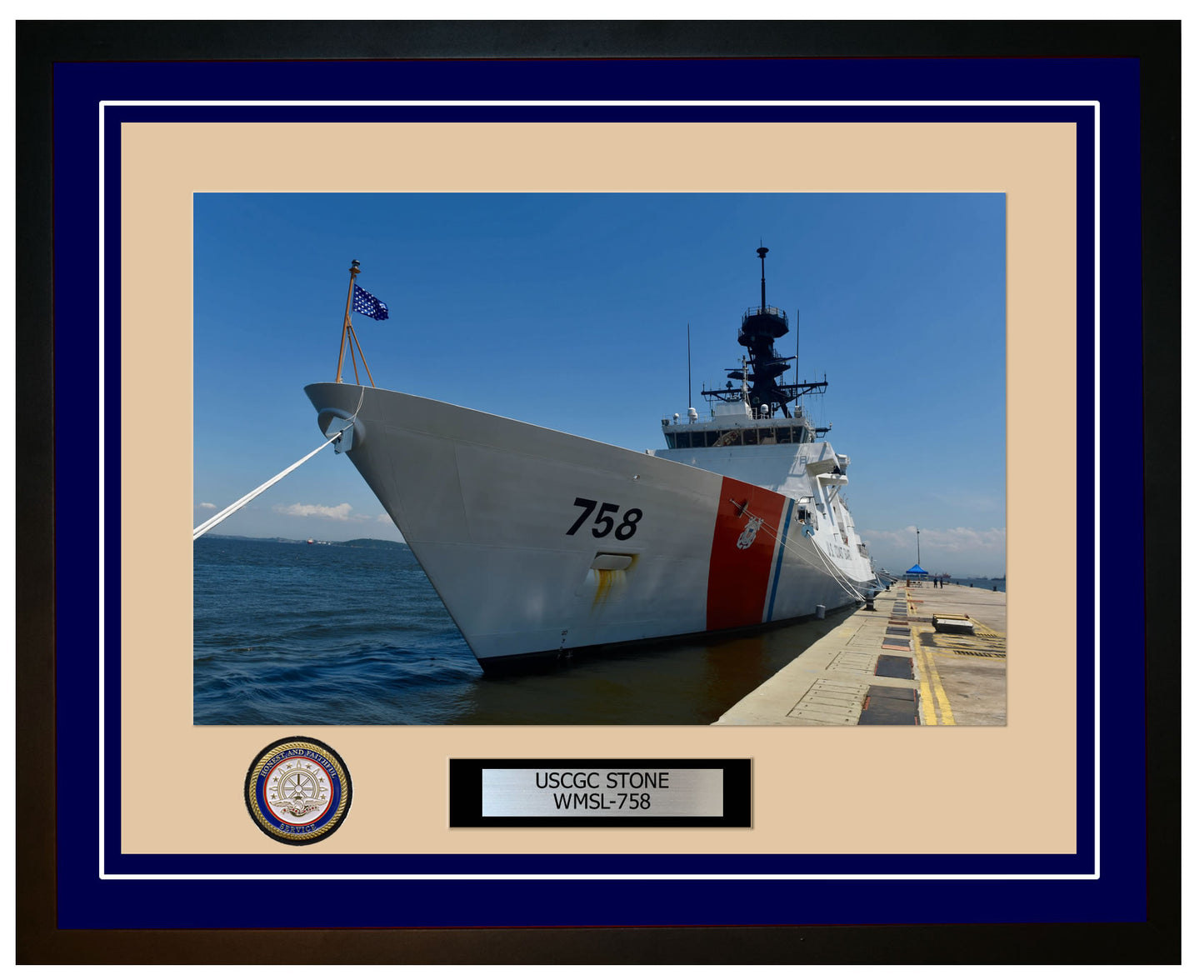 USCGC STONE WMSL 758 Framed Coast Guard Ship Photo Blue 245WMSL758