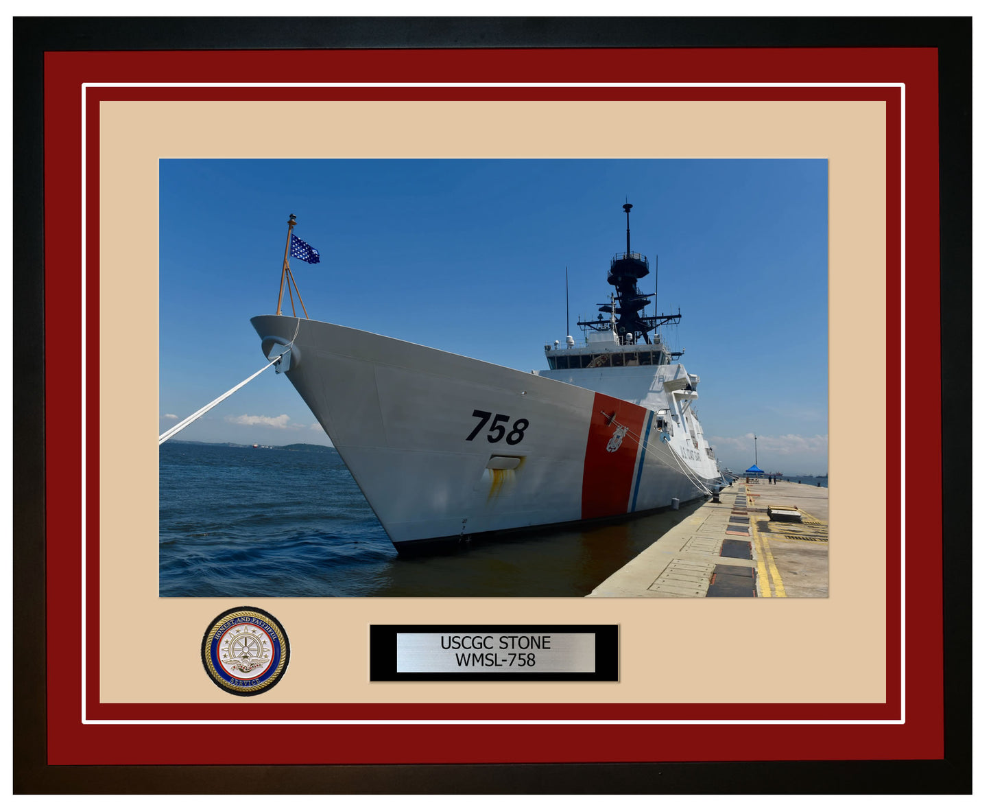 USCGC STONE WMSL 758 Framed Coast Guard Ship Photo Burgundy 245WMSL758