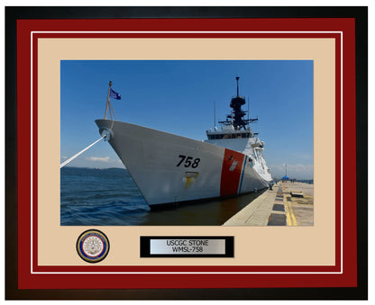 USCGC STONE WMSL 758 Framed Coast Guard Ship Photo Burgundy 245WMSL758