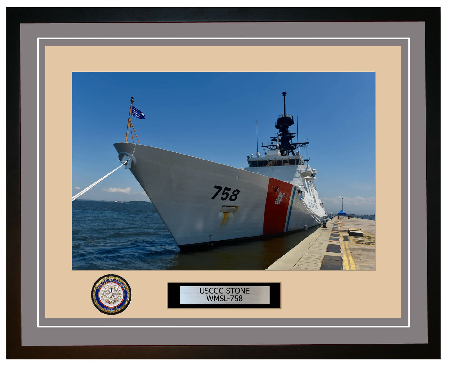 USCGC STONE WMSL 758 Framed Coast Guard Ship Photo Grey 245WMSL758