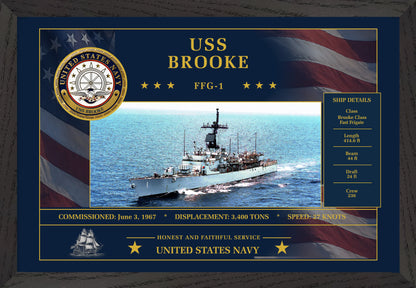 USS Brooke FFG-1 Framed Patriotic Art