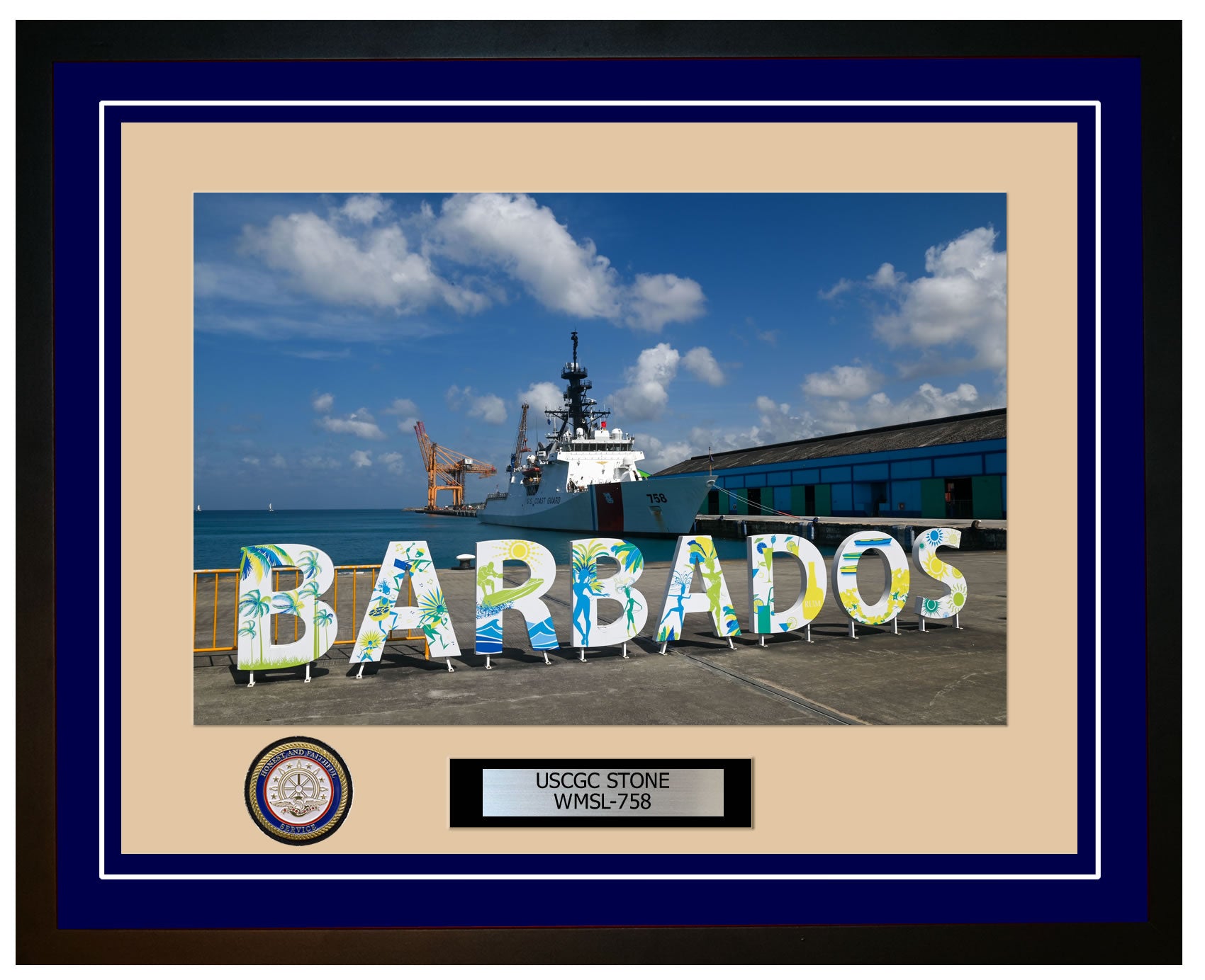 USCGC STONE WMSL 758 Framed Coast Guard Ship Photo Blue 246WMSL758