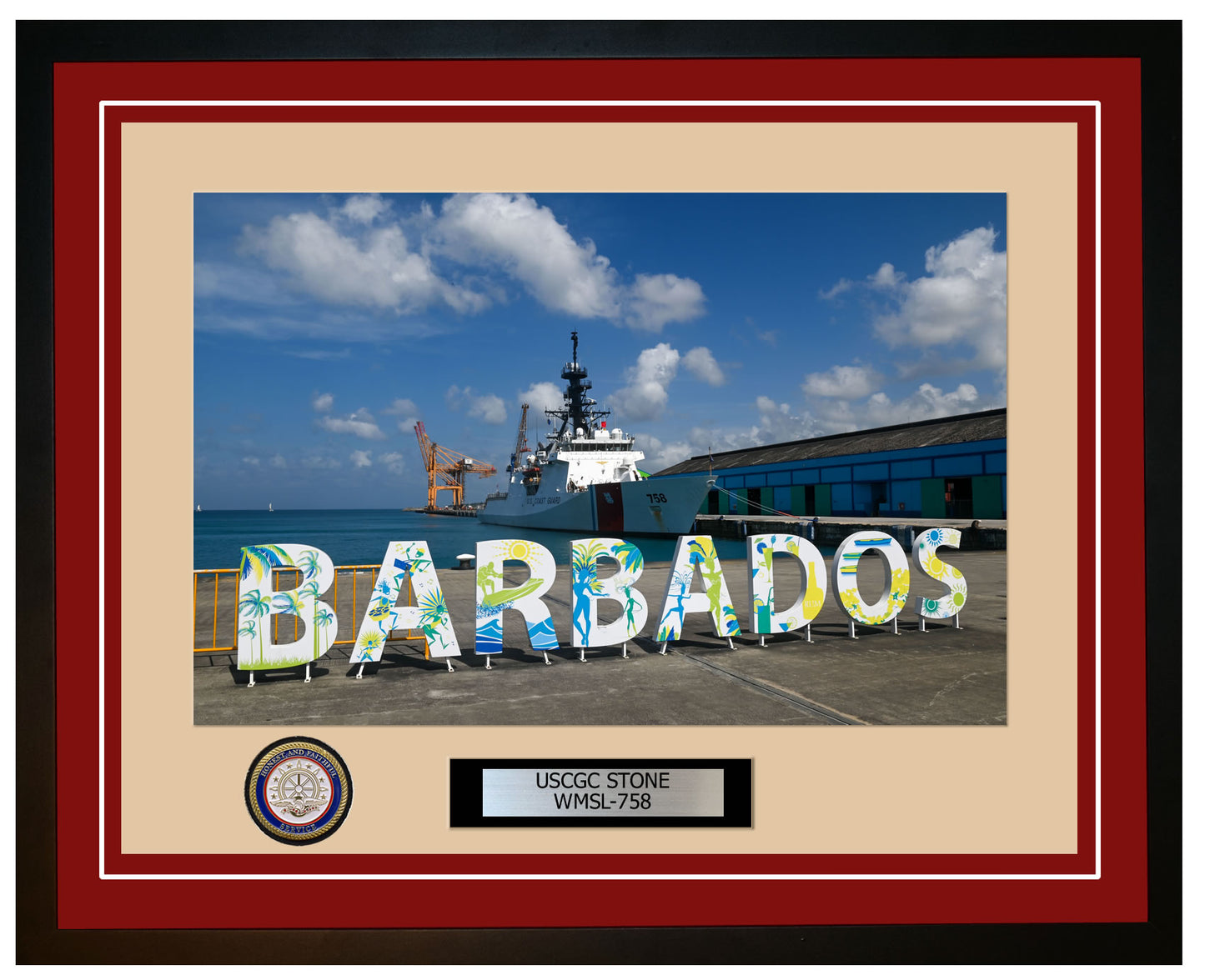 USCGC STONE WMSL 758 Framed Coast Guard Ship Photo Burgundy 246WMSL758