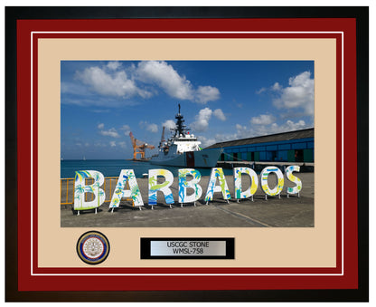 USCGC STONE WMSL 758 Framed Coast Guard Ship Photo Burgundy 246WMSL758