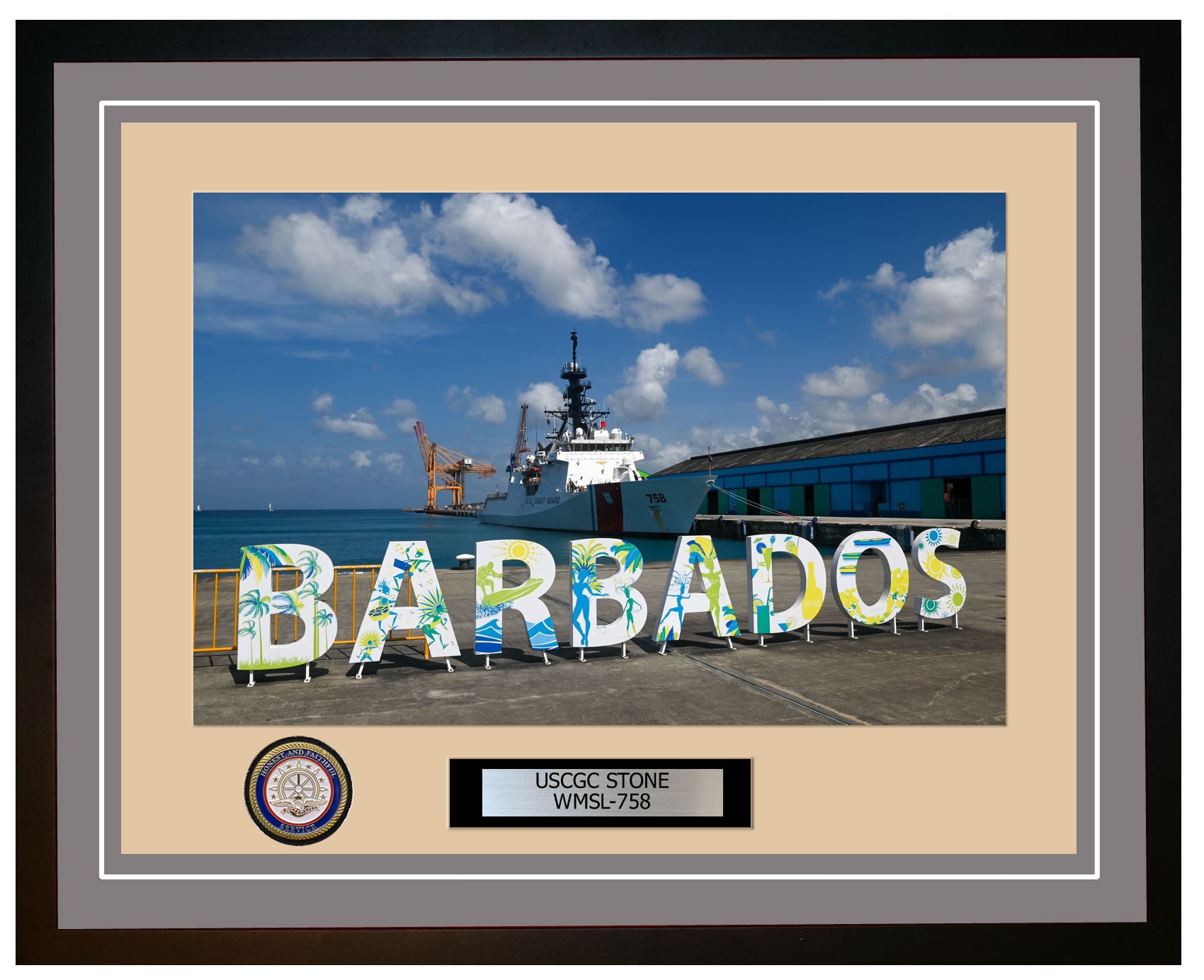 USCGC STONE WMSL 758 Framed Coast Guard Ship Photo Grey 246WMSL758