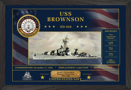 USS Brownson DD-868 Framed Patriotic Art