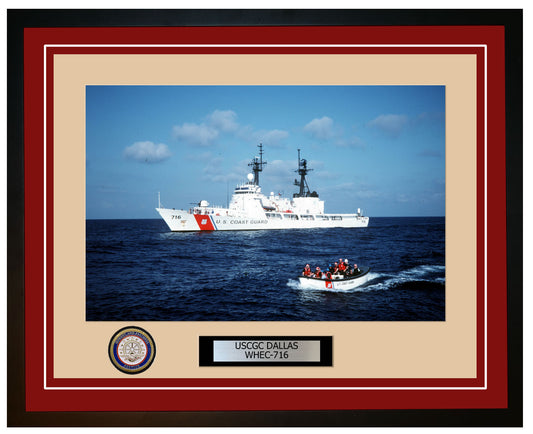 USCGC DALLAS WHEC 716 Framed Coast Guard Ship Photo Burgundy 253WHEC716
