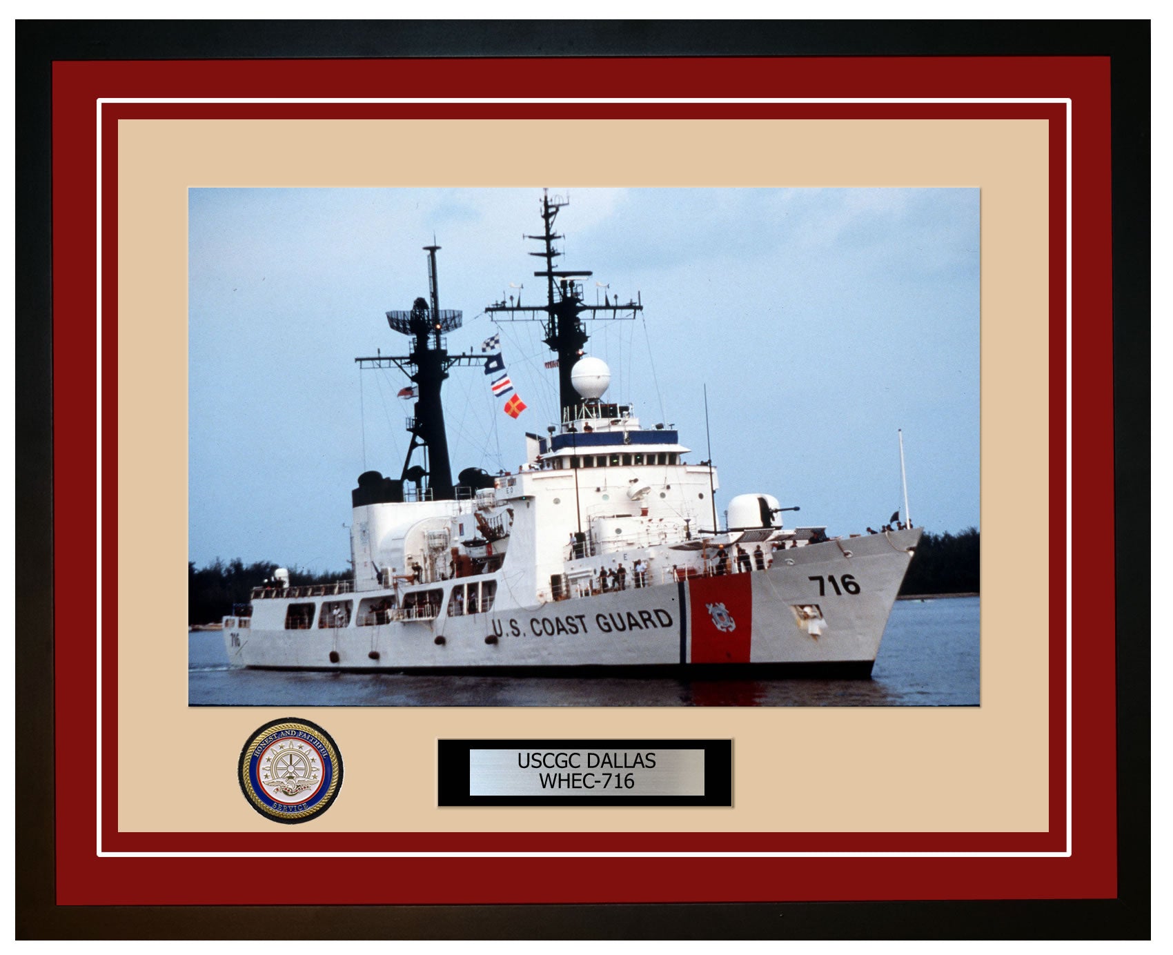 USCGC DALLAS WHEC 716 Framed Coast Guard Ship Photo Burgundy 254WHEC716