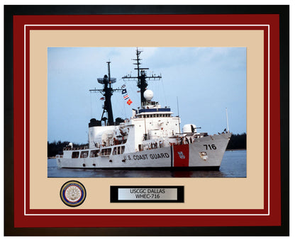 USCGC DALLAS WHEC 716 Framed Coast Guard Ship Photo Burgundy 254WHEC716