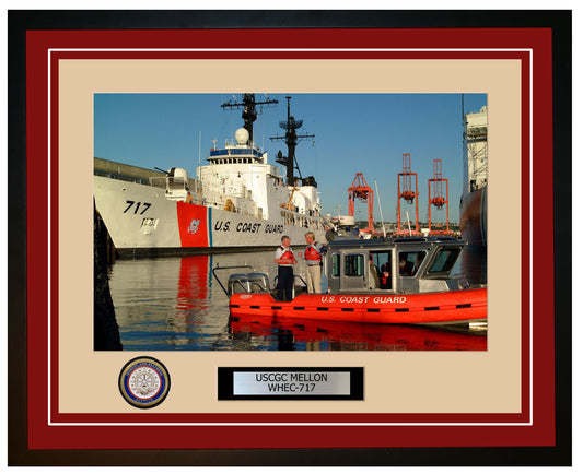 USCGC MELLON WHEC 717 Framed Coast Guard Ship Photo Burgundy 255WHEC717