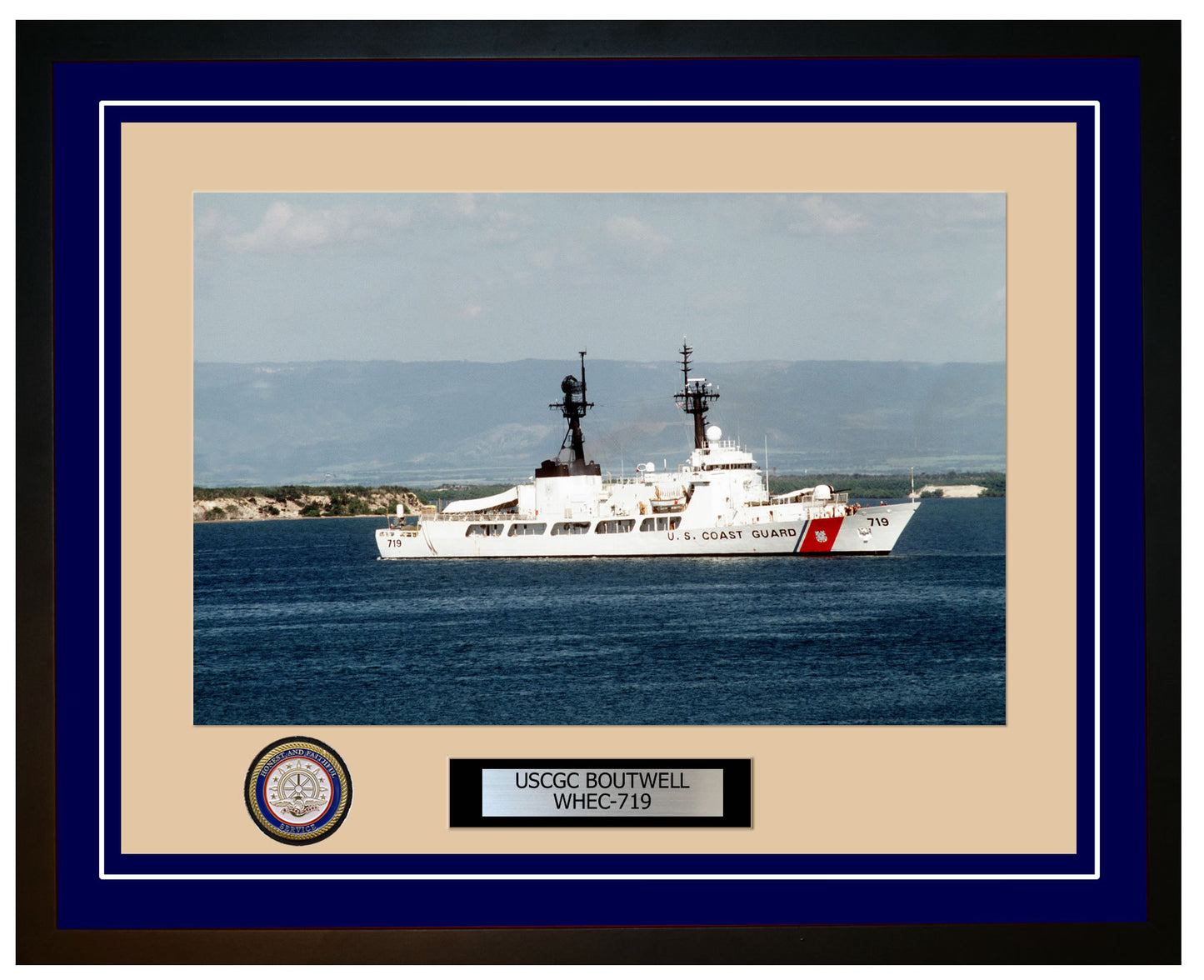 USCGC BOUTWELL WHEC 719 Framed Coast Guard Ship Photo Blue 257WHEC719