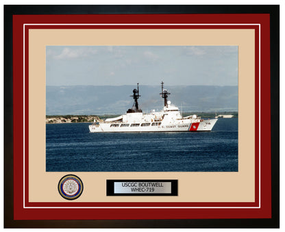 USCGC BOUTWELL WHEC 719 Framed Coast Guard Ship Photo Burgundy 257WHEC719