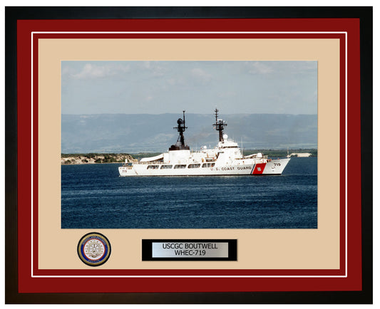 USCGC BOUTWELL WHEC 719 Framed Coast Guard Ship Photo Burgundy 257WHEC719