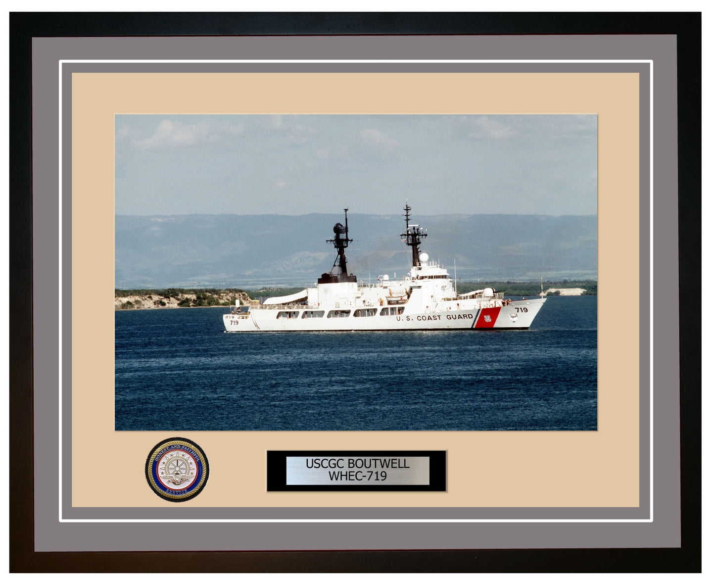 USCGC BOUTWELL WHEC 719 Framed Coast Guard Ship Photo Grey 257WHEC719