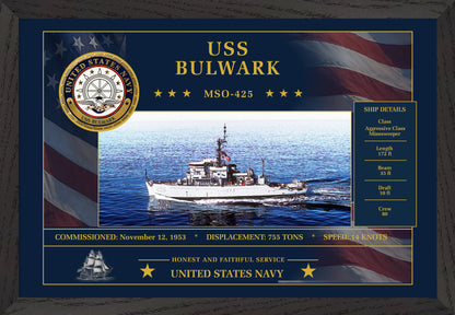 USS Bulwark MSO-425 Framed Patriotic Art