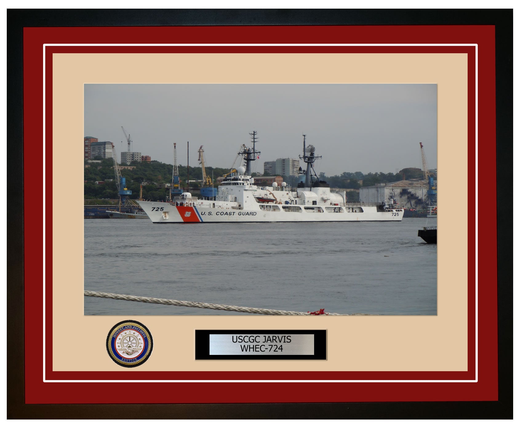 USCGC JARVIS WHEC 724 Framed Coast Guard Ship Photo Burgundy 267WHEC724