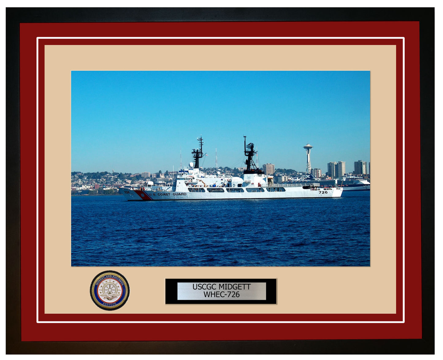 USCGC MIDGETT WHEC 726 Framed Coast Guard Ship Photo Burgundy 268WHEC726