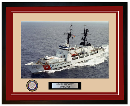USCGC MIDGETT WHEC 726 Framed Coast Guard Ship Photo Burgundy 269WHEC726