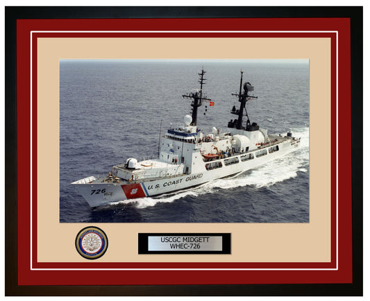 USCGC MIDGETT WHEC 726 Framed Coast Guard Ship Photo Burgundy 269WHEC726