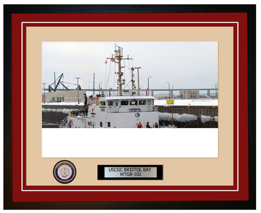USCGC BRISTOL BAY WTGB 102 Framed Coast Guard Ship Photo Burgundy 26WTGB102