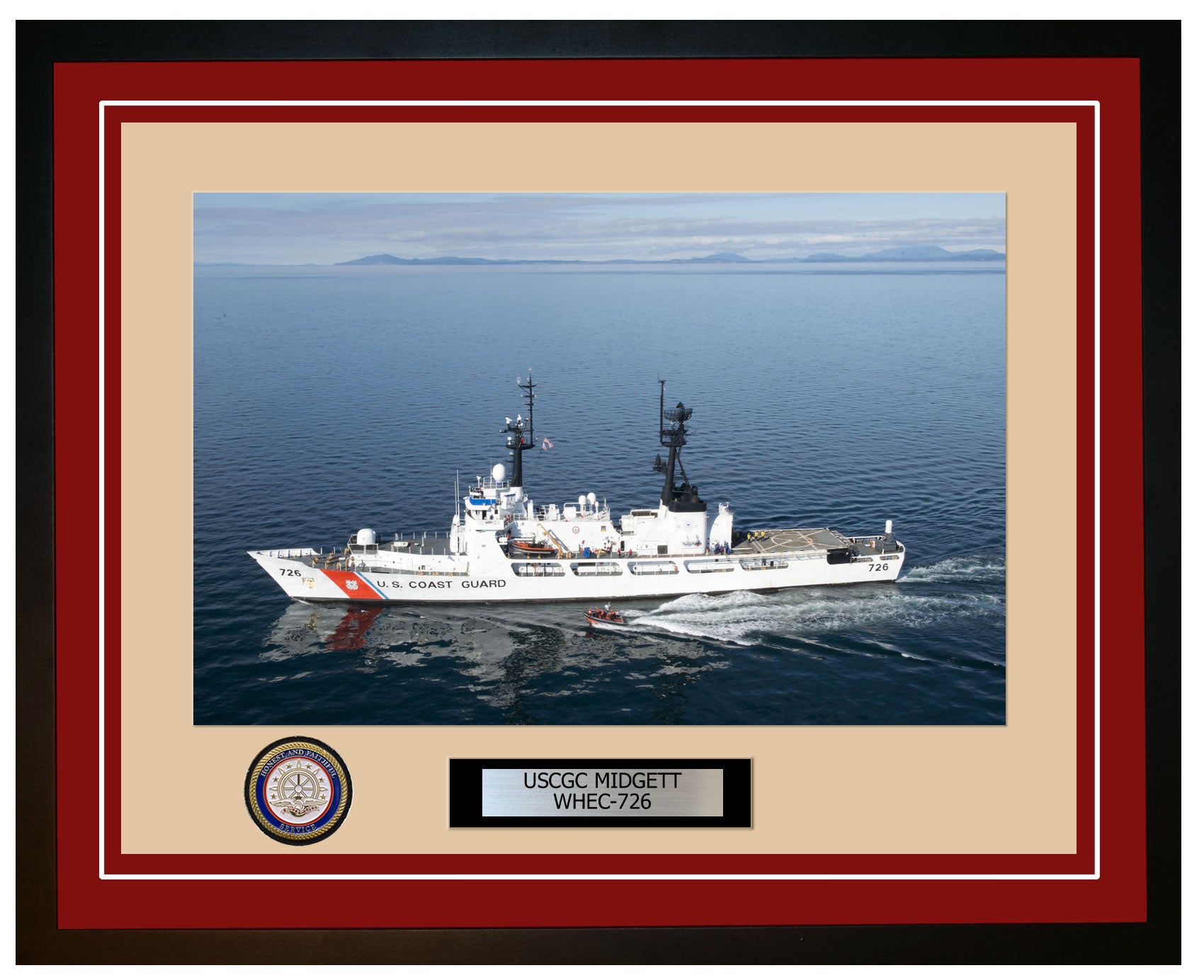 USCGC MIDGETT WHEC 726 Framed Coast Guard Ship Photo Burgundy 270WHEC726