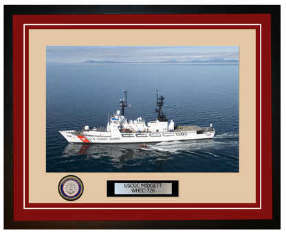 USCGC MIDGETT WHEC 726 Framed Coast Guard Ship Photo Burgundy 270WHEC726