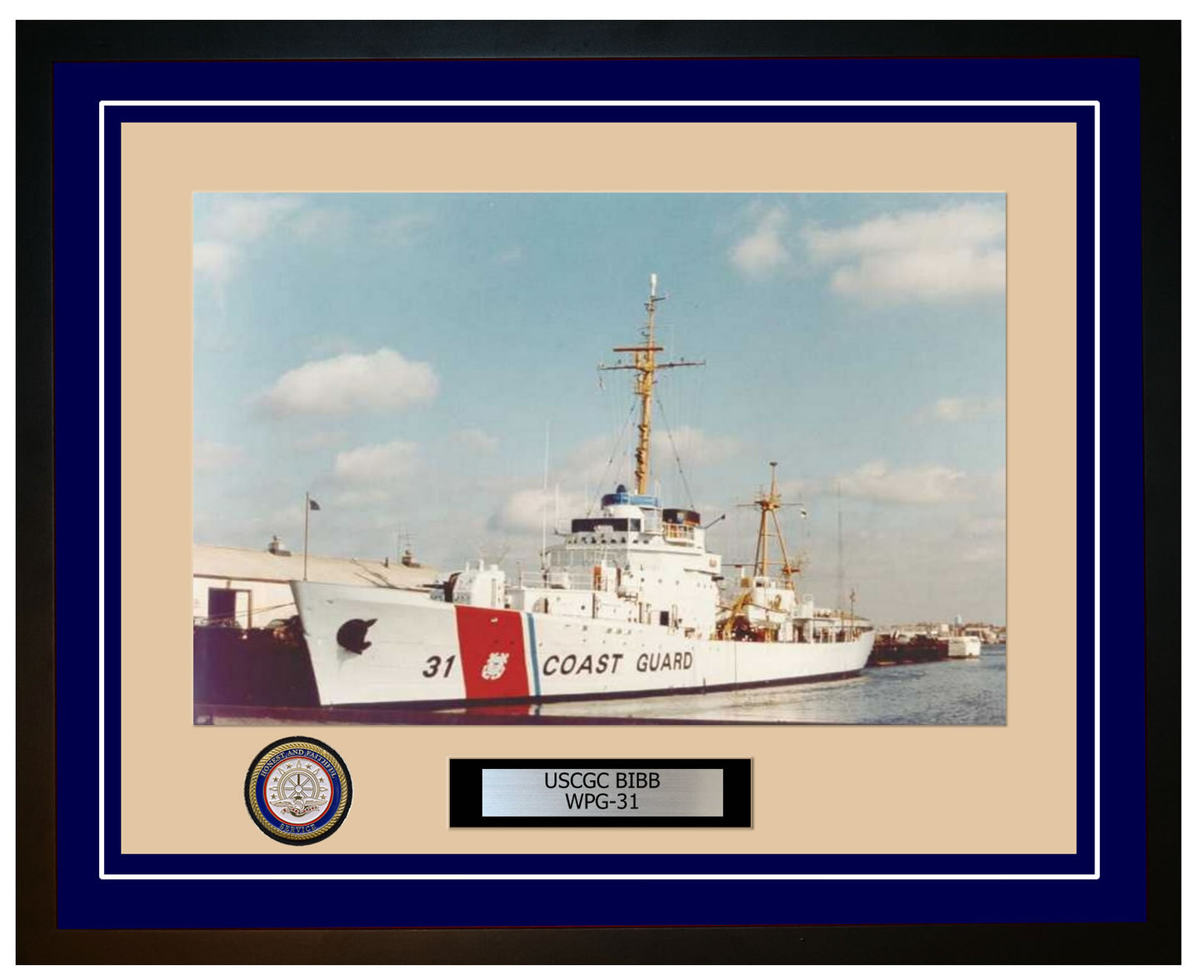 USCGC BIBB WPG 31 Framed Coast Guard Ship Photo Blue 271WPG31