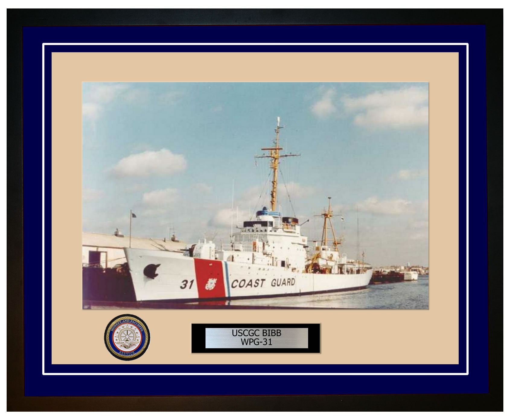USCGC BIBB WPG 31 Framed Coast Guard Ship Photo Blue 271WPG31