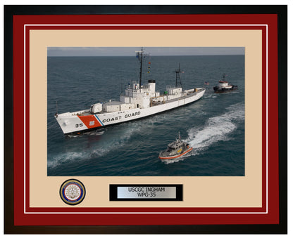 USCGC INGHAM WPG 35 Framed Coast Guard Ship Photo Burgundy 273WPG35