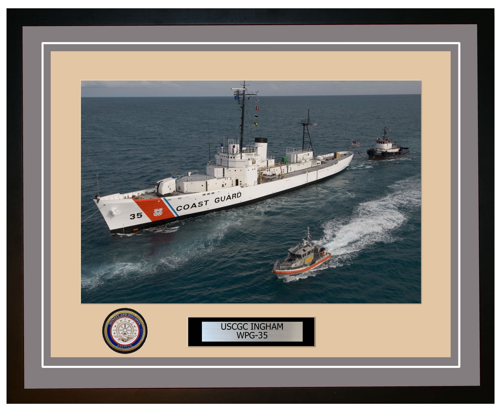USCGC INGHAM WPG 35 Framed Coast Guard Ship Photo Grey 273WPG35