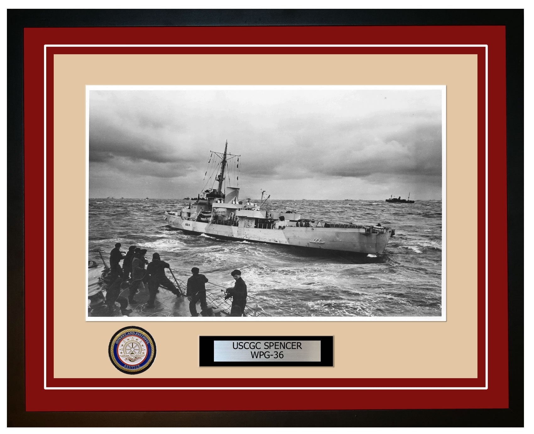USCGC SPENCER WPG 36 Framed Coast Guard Ship Photo Burgundy 274WPG36