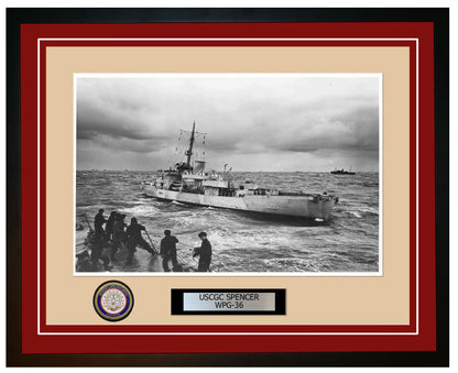 USCGC SPENCER WPG 36 Framed Coast Guard Ship Photo Burgundy 274WPG36