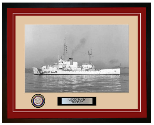 USCGC TANEY WHEC 37 Framed Coast Guard Ship Photo Burgundy 275WHEC37