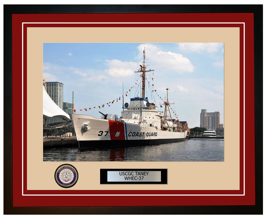 USCGC TANEY WHEC 37 Framed Coast Guard Ship Photo Burgundy 276WHEC37