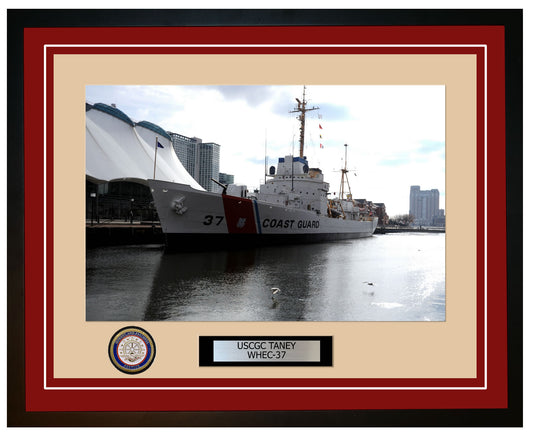 USCGC TANEY WHEC 37 Framed Coast Guard Ship Photo Burgundy 277WHEC37