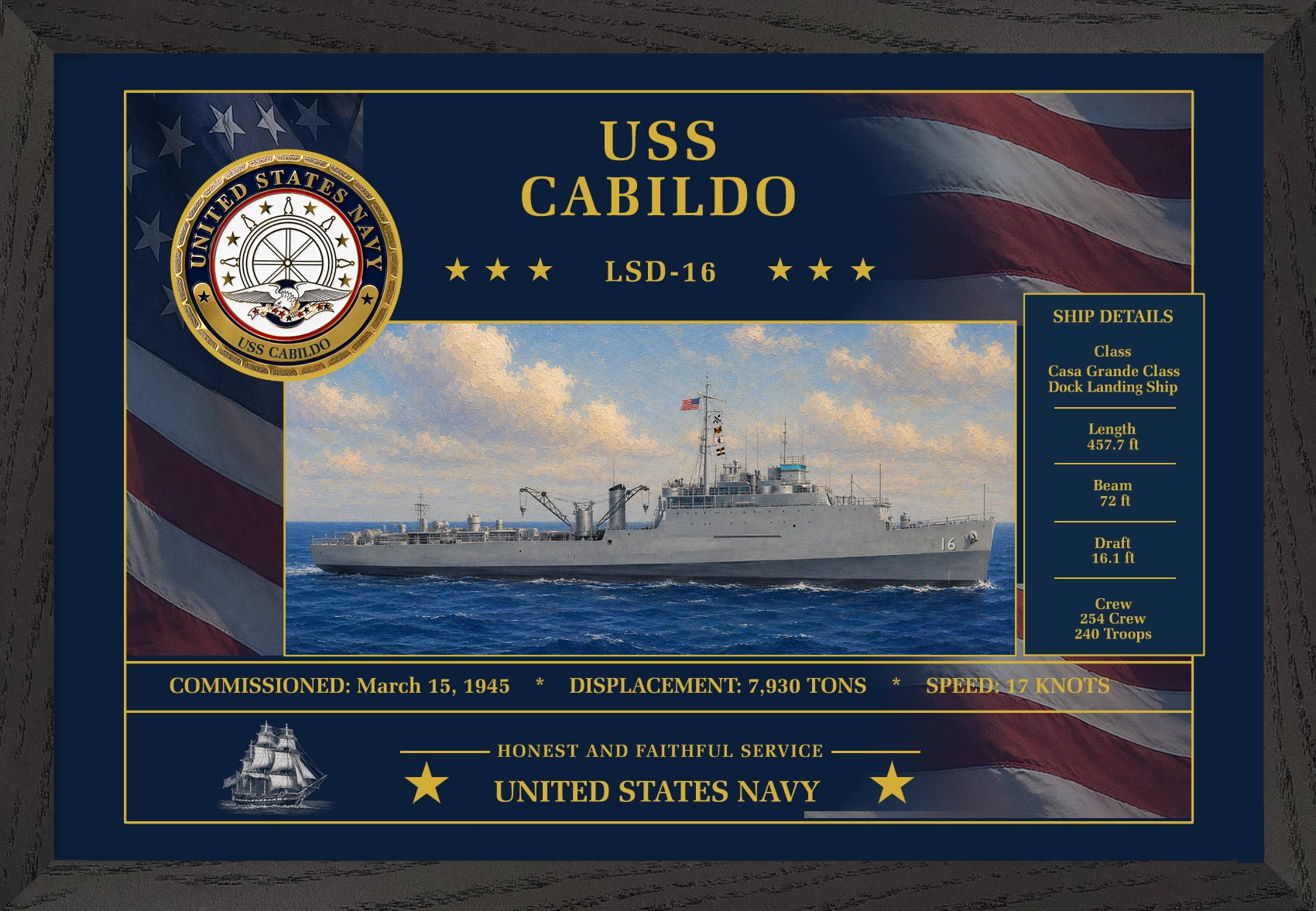 USS Cabildo LSD-16 Framed Patriotic Art
