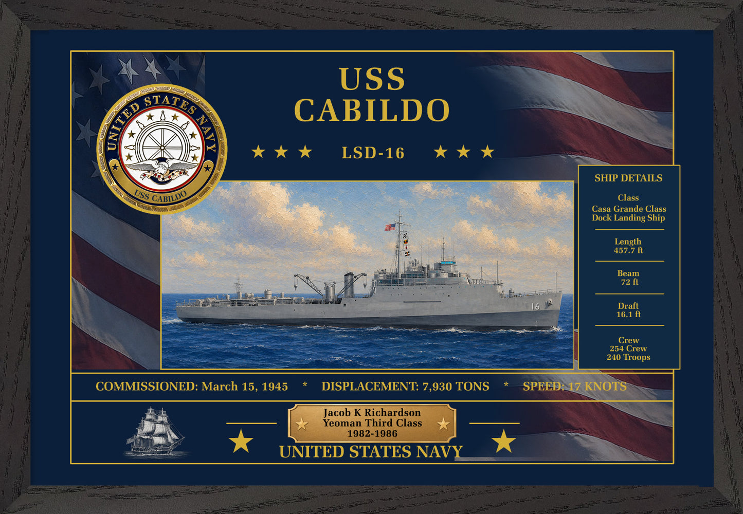 USS Cabildo LSD-16 Framed Patriotic Art