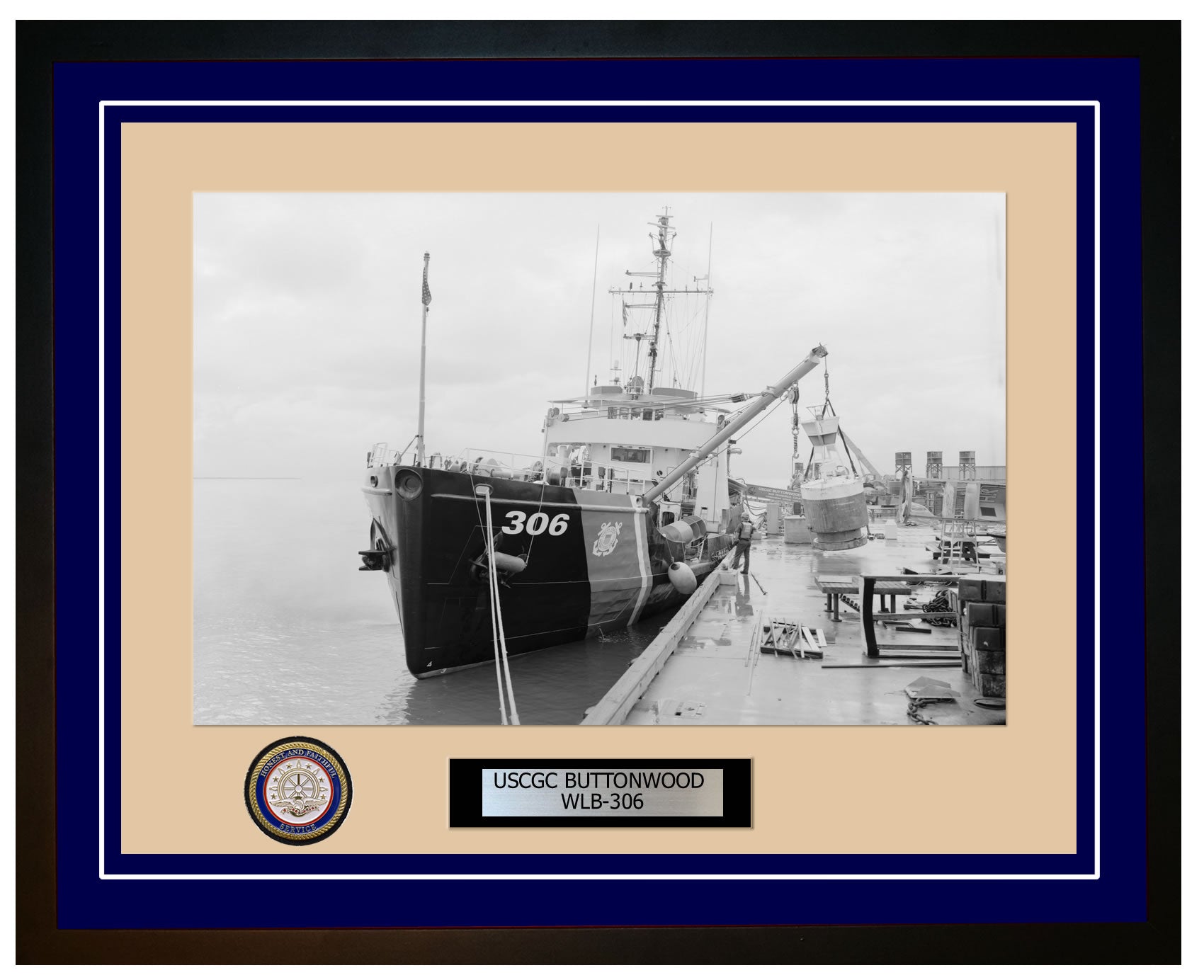 USCGC BUTTONWOOD WLB 306 Framed Coast Guard Ship Photo Blue 27WLB306